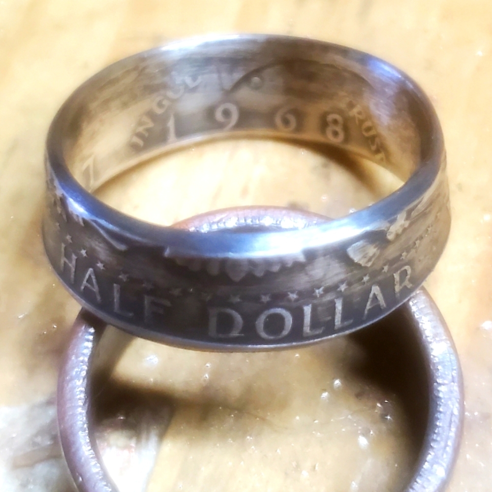 1968 half dollar coin ring